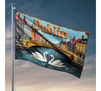 Dortoir Drôle Swans In Love : A Romantic Dublin Scene Flag Mancave Accessoires Men Stuff For Boys Room (152 x 244 cm)