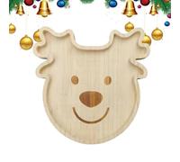 Dorugage Plateau de service de Noël en bois avec renne de Noël, plateau de rangement pour biscuits, fruits de mer, viandes, collations, apéritifs