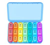 Doruimi Pilulier 7 jours matin, midi soir, boîte à médicaments, 7 jours, 3 compartiments, petit pilulier grand compartiment, bleu