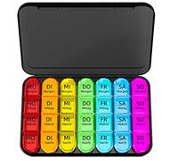 Doruimi Pilulier 7 jours matin, midi, soir, petit compartiment, boîte à médicaments, 4 compartiments avec design simple ouvert, pour les enfants âgés et les personnes souffrant d'arthrite, noir