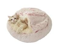 DoRysk Lit chaud en peluche longue pour animal domestique - Coussin rond fermé - Sac de couchage confortable - Niche pour petit animal de compagnie (peluche longue rose, 40 x 40 cm)