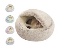 DoRysk Lit pour chat et animal domestique en peluche chaude et douce avec housse ronde pour petits chiens et chatons (vert)