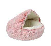 DoRysk Lit pour chat et animal domestique en peluche chaude et douce avec housse ronde pour petits chiens et chatons (unicolore)