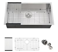 Dorzom Évier de cuisine encastrable en acier inoxydable de 81,3 x 43,2 x 22,9 cm, évier de cuisine à cuve unique, évier encastrable de calibre 18 avec grille inférieure et égouttoir roulé