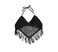 Dos nu brodé classique pour femme conçu comme un haut tube dos nu avec coussinets de poitrine intégrés (noir)