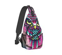 dos Ultra Léger à Bandoulière Bandoulière Poitrine dos Anti Vol Sac Polyvalent pour Randonnée Cyclisme Marche Chien Vélo Voyage, Bleu et Rose Hibou Dreamcatcher Space Galaxy Art