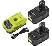 Dosctt 【2Pack】 5.5Ah P108 Remplacement pour ryobi Batterie 18V avec 3A 9.6V -18V Chargeur pour ryobi BCL1418H Chargeur pour P108 P107 P105 P100 P101 RB18L40 RB18L50 Batterie indicateur LED