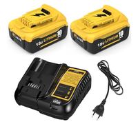 Dosctt 2X 10Ah Compatible pour Dewalt Batterie 18V et 1X 3A DCB107 Chargeur pour Dewalt Chargeur 10.8V- 20V