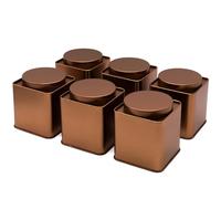Dosenritter | 6x boîtes à thé/de conservation carrés cuivrés, étanches aux arômes, en métal, pour 160g d'Earl Grey chacun | 9.1 x 8 x 8 cm (H,L,P) | également idéal pour suppléments ou d'épices