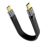 DOSERTY Câble USB C vers C de 15 cm - Ligne plate - 40 Gbit/s - Vitesse rapide de données - Cordon de charge 240 W pour téléphone portable - Disques externes plats USB C vers C