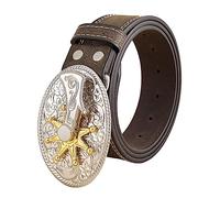 DOSERTY Ceintures de cowboy pour homme avec grande boucle gravée fleur boucle ceinture en cuir vintage western jeans ceintures de cowboy pour homme, 130 cm., taille unique