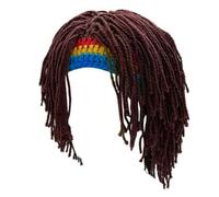 DOSERTY Chapeau tricoté pour homme avec dreadlocks drôles rasta perruques barbe chapeau tricoté à la main bonnet d'hiver bonnet de Noël Halloween cheveux rasta perruques barbe fait main crochet hiver