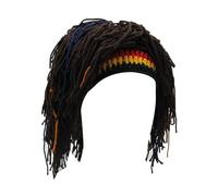 DOSERTY Chapeau tricoté pour homme avec dreadlocks drôles rasta perruques barbe chapeau tricoté à la main bonnet d'hiver bonnet de Noël Halloween cheveux rasta perruques barbe fait main crochet hiver