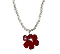 DOSERTY Collier élégant avec pendentif fleur pour femme - Chaîne de perles - Collier ras du cou unique et charmant - Design floral unique personnalisé pour femme, taille unique, Comme décrit, Comme