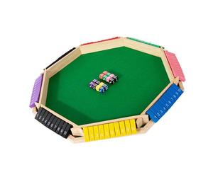 DOSERTY Jeu de planche à bascule avec 16 dés uniques pour enfants, jeux sensoriels et imaginaires, accessoires de jeu de rôle pratiques en bois