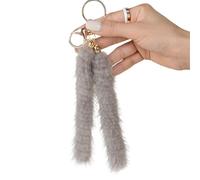 DOSERTY Porte-clés élégant en forme de queue de cheval pour clés de voiture, sac décoratif, accessoire de cheveux doux, option cadeau élégante, décoration de voiture élégante, gris argenté, taille