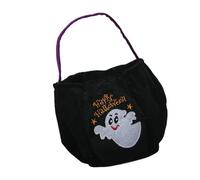 DOSERTY Sac de rangement traditionnel en velours avec poignées renforcées en tissu solide en forme de citrouille pour fête d'Halloween, Noir , B