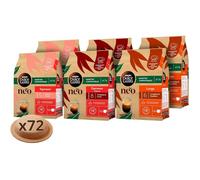 Dosettes de café compostables - LEVYS - 72 dosettes - Compostables - Multi-variété: Espresso, Lungo, Espresso Intenso