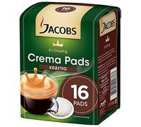 Dosettes de Café Jacobs Krönung Crema Fort, Convient à Toutes les Machines à Dosettes, 16 Dosettes