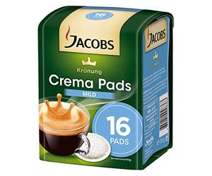 Dosettes de Café Jacobs Krönung Crema Léger, Convient à Toutes les Machines à Dosettes, 16 Dosettes