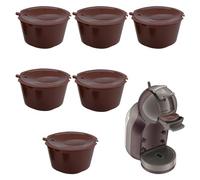 Dosettes de Café Réutilisables, 6 Pièces Capsule Réutilisable Rechargeables pour Dolce Gusto, Capsule Reutilisable Compatibles avec Machines Dolce Gusto, Filtres à Café Non Jetables (Marron)