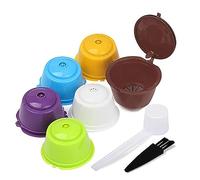 Dosettes De Café Réutilisables, 6PCS Capsule Filtre De Café Réutilisables, Filtres à Café Non Jetables Pour Machines Dolce Gusto, Avec Cuillère Et Brosse