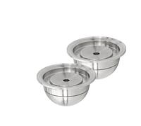 Dosettes de café réutilisables en acier inoxydable, 80ml/2.4oz, compatibles avec les Machines Nespresso Vertuoline GCA1 Delonghi ENV135S(2Pods Set)