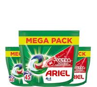 Dosettes de lessive Ariel 4 en 1 + Ultra Détachant - 3 x 45 Lavages