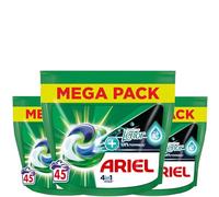 Dosettes de lessive Ariel 4en1 +Touche de Lenor Unstoppables - 3 x 45 lavages