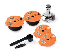 Dosettes rechargeables Tas simo 200 + 220 ml + couvercles en silicone supplémentaires 60 + 180 ml, dosettes de café réutilisables Tas simo compatibles avec la machine Bosch, avec un tamper à café