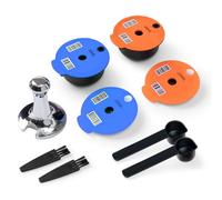 Dosettes rechargeables Tas Simo 200 + 220 ml + Couvercles supplémentaires en silicone 60 + 180 ml, dosettes de café réutilisables Tas Simo compatibles avec les machines Bosch, avec presse à café