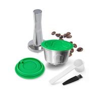 Dosettes réutilisables compatibles avec les machines Dolce Gusto Piccolo et Genio S en acier inoxydable rechargeable avec tamper à café