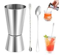 Doseur à cocktail, 1 Pièces Doseur à alcool double, Avec Cuillère à Cocktail, Cocktail Jigger Dual Spirit Measure Cup, Barman professionnel, Convient pour les bars et les appartements