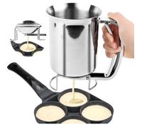 Doseur à Pâte 800ml en Acier Inoxydable avec Support - Distributeur à Crêpes Manuel pour Pâte à Gâteau Desserts - Cuisine Pratique