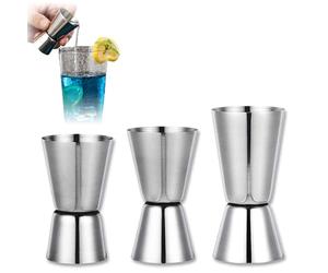 Doseur Cocktail, 3 Pièces Verre Doseur Cocktail,Double Doseur Alcool,Ensemble De Jigger Cocktail pour Bar Fête Barman Professionnel (15/30 ML, 20/40 ML, 25/50 ML)