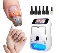 dosiwlatever Kit de imprimante Ongles Nail Art, Mini imprimante 3D pour Ongles, 4800 dpi, APP, séchage UV, écran Tactile 5 Pouces, Reconnaissance IA de la Forme et de la Taille des Ongles, Blanc