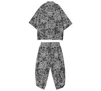 DOSLAVIDA Ensemble de veste kimono japonais pour homme - Élégant manteau ouvert sur le devant avec short - Style chinois imprimé, Pantalon - gris 1, XX-Large