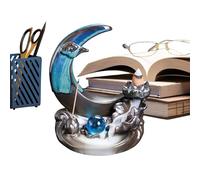 Doslilyy Brûleur d'encens à flux arrière | Diffuseur en forme de lune, fontaine d'encens cascade en céramique - pour maison, maison, entrée, cabine, table de bureau