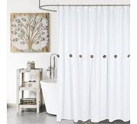 DOSLY IDÉES Rideau de douche en coton mélangé style rustique shabby chic Blanc 183 x 183 cm