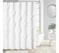 DOSLY IDÉES White Ruffle Fabric 72x78 Shower Curtain for Women,Girl,Mermaid Pattern,Farmhouse,Country Rustic,Cute,Washable and Waterproof