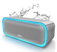 DOSS Enceinte Bluetooth, Haut Parleur Portable sans Fil avec Bass Puissantes, Étanche IPX6, Lumières Multicolores,Autonomie 20H,Double Appairage Stéréo, Gris