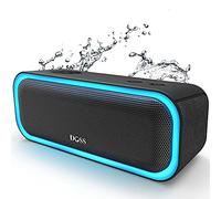 DOSS Enceinte Bluetooth, Haut Parleur Portable sans Fil avec Bass Puissantes, Étanche IPX6, Lumières Multicolores,Autonomie 20H, Double Appairage Stéréo, Noir