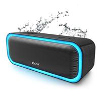 DOSS Enceinte Bluetooth Portable avec Effets Lumière, IPX5 Waterproof, Haut-Parleur 20W, Autonomie 20H, Stéréo sans Fil, Port USB, Aux et SD, Noir