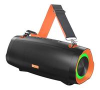 DOSS Extreme Boom Pro D100 Haut-Parleur Bluetooth avec 70W Bold Sound, Extra Bass, 24H Playtime, Beat-Sync Lights, Built-in Power Bank, IPX6 Waterproof, Portable Strap for Hiking, Camping-Orange