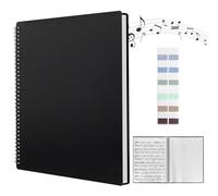 Dossier à Présentation A4 Noir 120 Pages Chemises pour Partitions, Classeur de Musique avec Autocollant d'Indexation, Music Sheet Classeur pour Chorale pour Partitions de Musique Dossiers et Fichiers