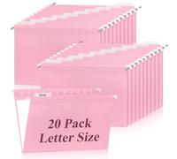 Dossier à suspendre rose format lettre en plastique transparent pour armoires de classement de documents (20, rose)