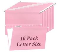 Dossier à suspendre rose format lettre en plastique transparent pour armoires de classement de documents (10, rose)