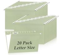 Dossier à suspendre vert format lettre en plastique transparent pour armoires de classement de documents (20, vert sauge)