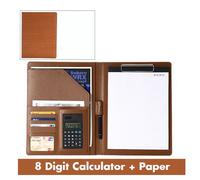 Dossier A4 Avec Calculatrice Et De Nom",En Cuir,Pour Business,Contrat,Fichiers,"Gestionnaire - Type Brown 3