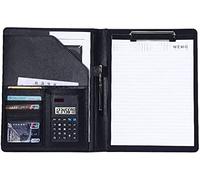 Dossier de conférence Organisateur de dossiers, Porte-bloc A4 avec calculatrice, porte-documents en similicuir(Svart)